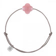 BRACELET FRIANDISE CORDON TAUPE TREFLE GUAVA QUARTZ