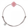 BRACELET FRIANDISE CORDON TAUPE TREFLE GUAVA QUARTZ