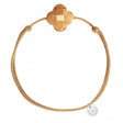 MORGANNE BELLO BRACELET FRIANDISE CORDON BEIGE DORÉ TREFLE PIERRE DE SOLEIL