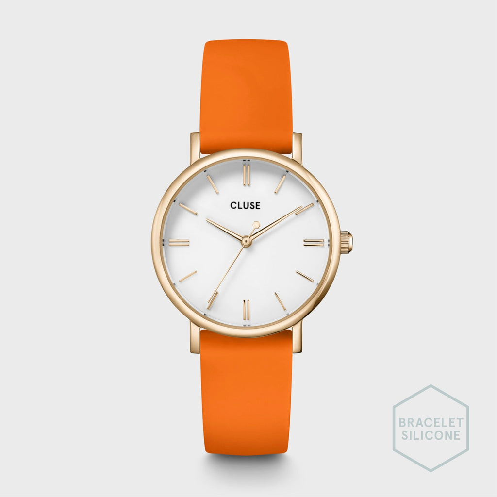 MONTRE CLUSE PAVANE PETITE SILICONE ORANGE, GOLD COLOUR