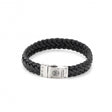 BRACELET REBEL & ROSE CUIR TRESSE NOIR MAT