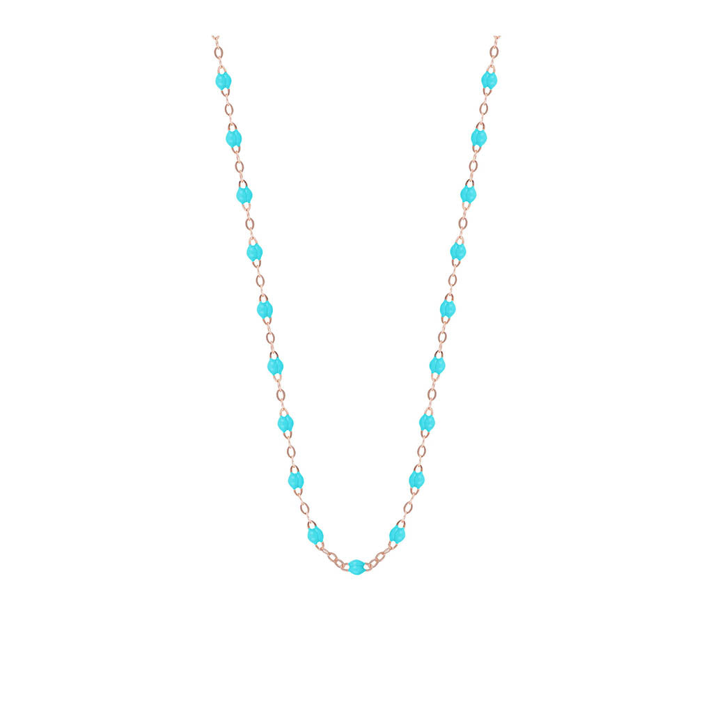 COLLIER GIGI CLOZEAU OR ROSE RESINE TURQUOISE VERT 50 CM