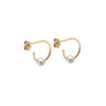 CREOLES CLAVERIN OPEN HOOPS OR JAUNE PERLES BLANCHES