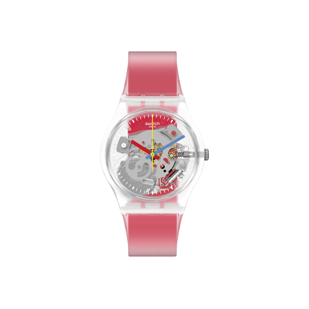 MONTRE SWATCH CLEARLY RED STRIPED