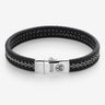 BRACELET REBEL & ROSE CUIR ET ARGENT NOIR