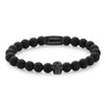 BRACELET REBEL & ROSE SKULL MAT ALL-BLACK 8MM