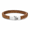 BRACELET REBEL & ROSE CUIR TRESSE CARRE COGNAC
