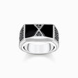 CHEVALIERE ARGENT THOMAS SABO ONYX NOIR ET PIERRES NOIRES