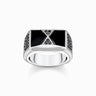 CHEVALIERE ARGENT THOMAS SABO ONYX NOIR ET PIERRES NOIRES