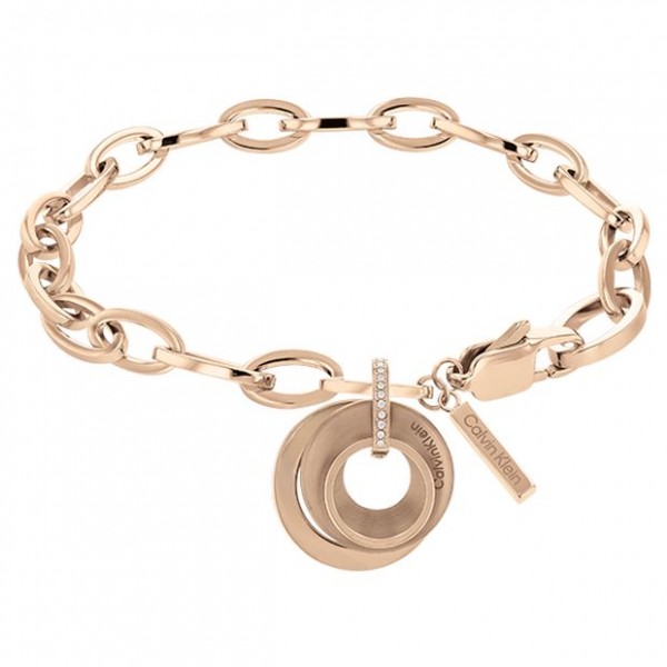 Bracelet Calvin Klein réglable, en acier, finition doré or rose