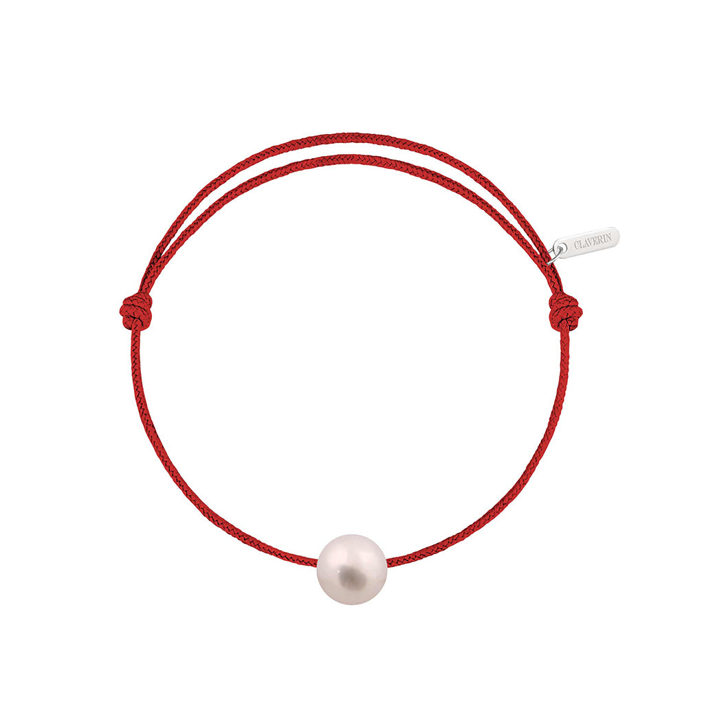 BRACELET CORDON SIMPLY PEARLY PERLE BLANCHE ROUGE PASSION