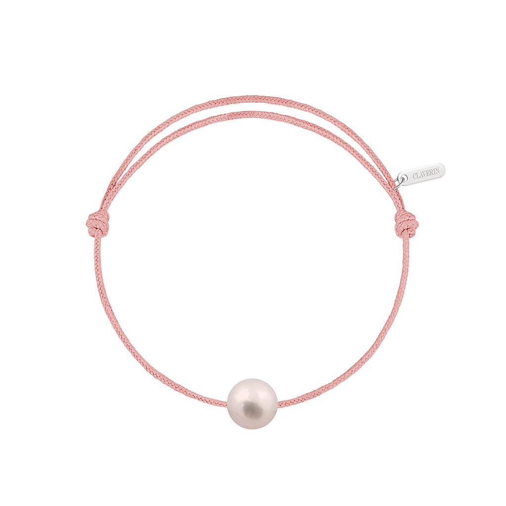 BRACELET CORDON SIMPLY PEARLY PERLE BLANCHE ROSE POUDRE