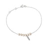 BRACELET CLAVERIN ROSARY OR BLANC PERLES BLANCHES