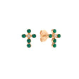 BOUCLES D'OREILLES GIGI CLOZEAU CROIX PERLEE OR ROSE DIAMANT