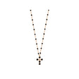 COLLIER GIGI CLOZEAU CROIX PERLEE OR ROSE DIAMANT 42CM
