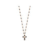 COLLIER GIGI CLOZEAU CROIX PERLEE OR ROSE DIAMANT 42CM