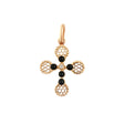 PENDENTIF GIGI CLOZEAU CROIX DENTELLE PERLEE RESINE OR ROSE DIAMANT