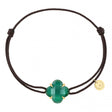 BRACELET MORGANNE BELLO OR JAUNE CORDON CHOCOLAT AGATE VERTE VICTORIA