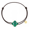 BRACELET MORGANNE BELLO OR JAUNE CORDON CHOCOLAT AGATE VERTE VICTORIA